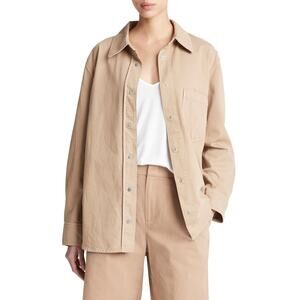Vince Cotton Twill Beige Overshirt Jacket Size S